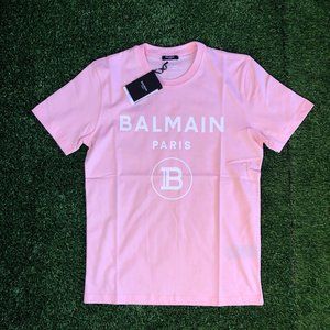 Balmain Men Oaj Pink Short Sleeve T-Shirt